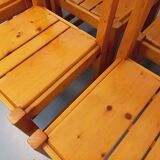 Set of 6 vintage Les Arcs chairs in pine from the 60s 70s