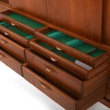 High Quality Danish Highboard with Brass Handle Inlays 1950s