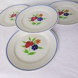 Set of 4 vintage dessert plates from the Badonviller porcelain factory