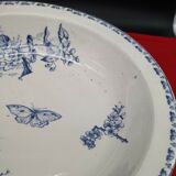 Flat round hollow earthenware Sarreguemines model Carmen Papillon