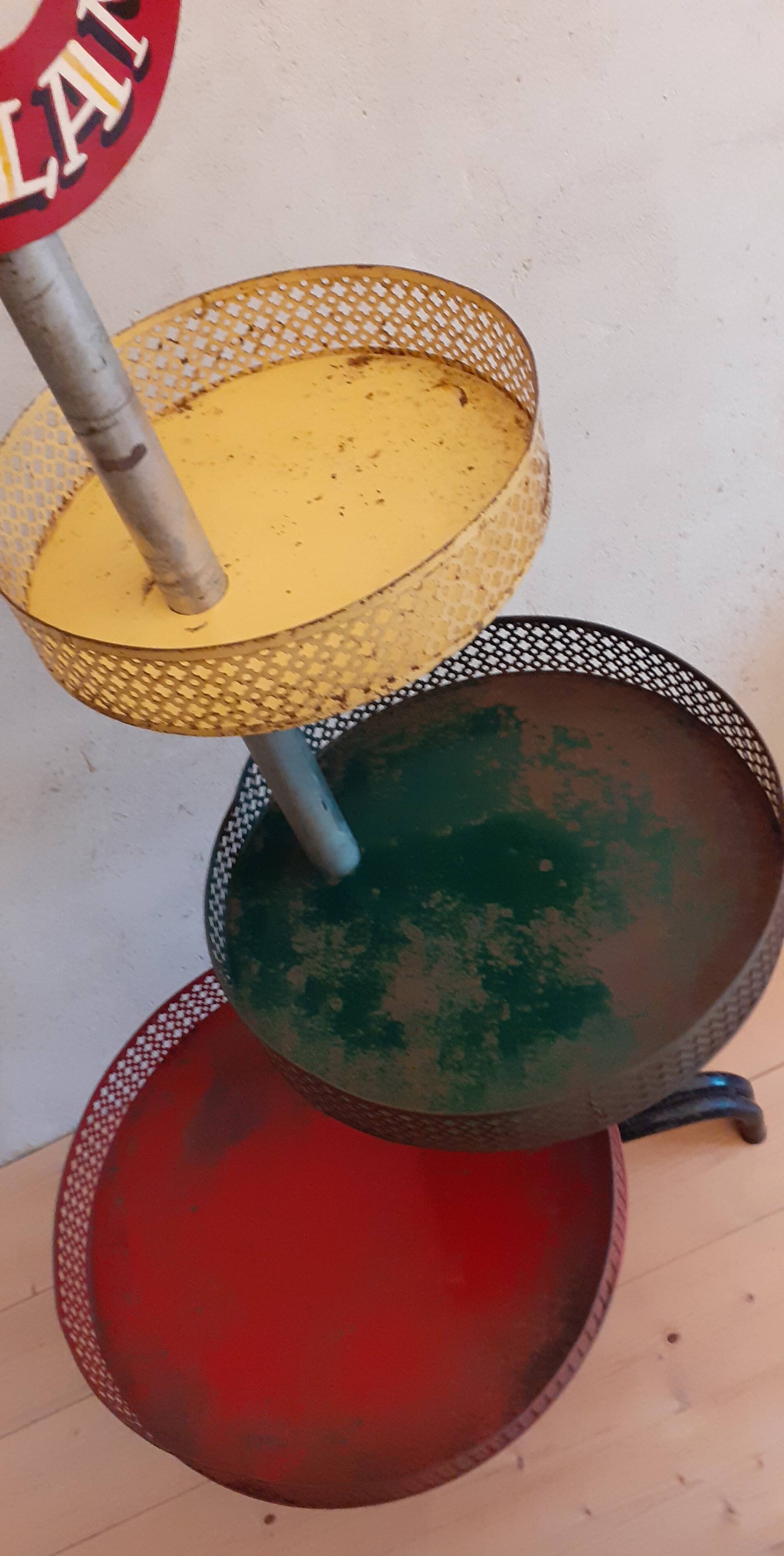 Grocery store display 1950 1960 Paris France perforated sheet metal rigitulle