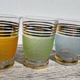 6 multicolored and gold glasses 1950