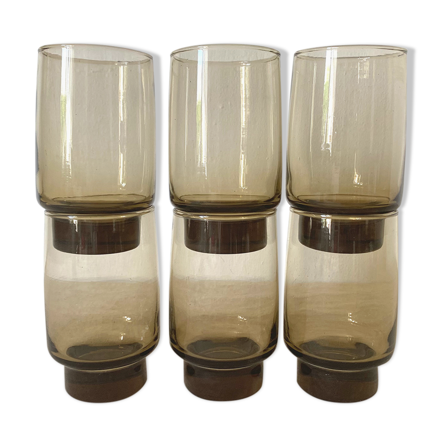 Vintage high glasses in smoked glass