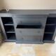 Low buffet with niches, chic country style, anthracite black, wood.