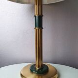 Brass lamp with pleated cap, 70s, Hollywood Regency