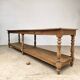 Large 19th-century oak draper's table with 6 legs.