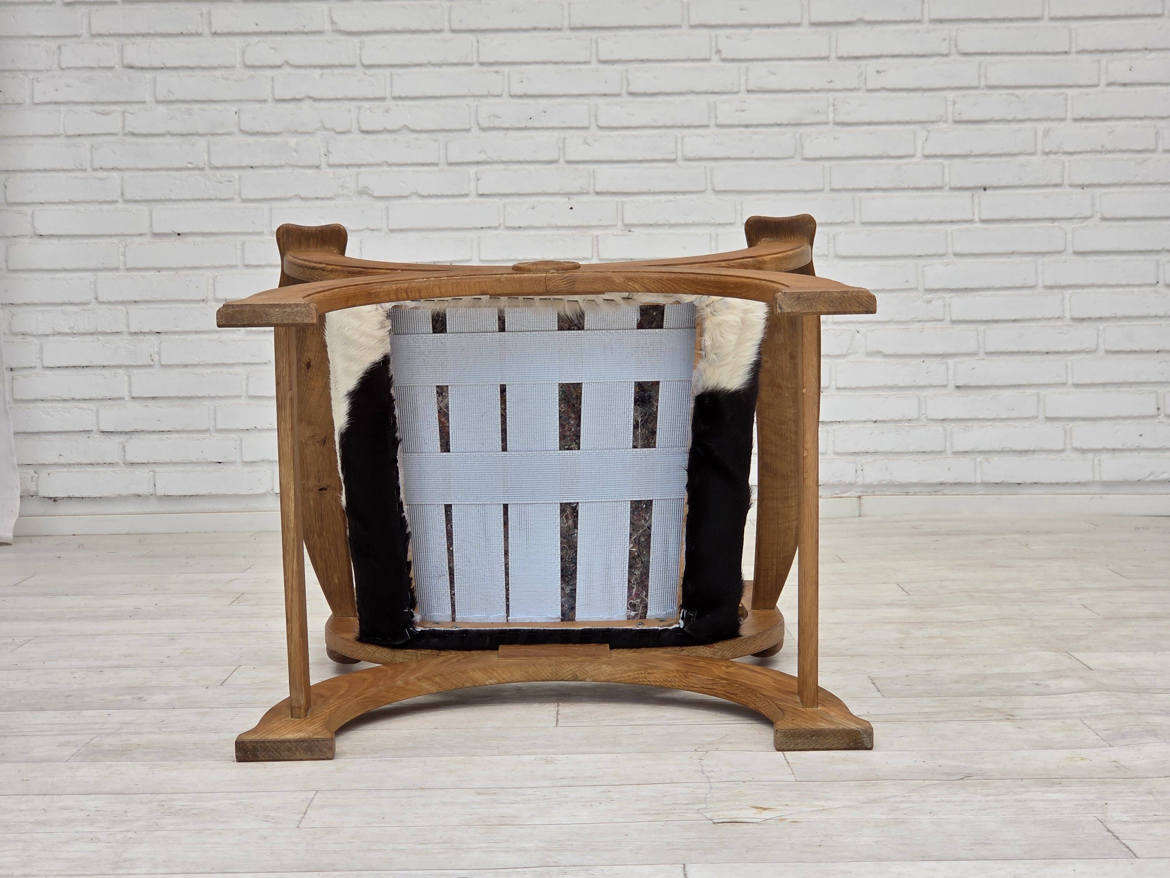 1960s, Danish armchair, completely reupholstered, furniture cowhide, oak.
