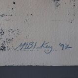 Grand Tableau aquarelle pastel et encre signé Maria Blackey 1997