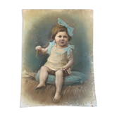 Photographie ancienne colorisée portrait fillette