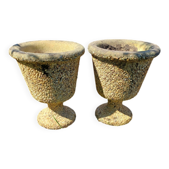 Paire de Vases de Style Médicis en Pierre reconstituées