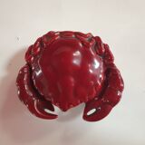 burgundy red slip ceramic box in the shape of a vintage crab