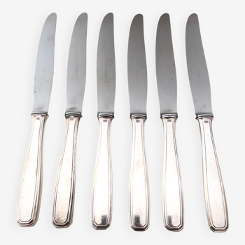 6 silver metal knives, 1930