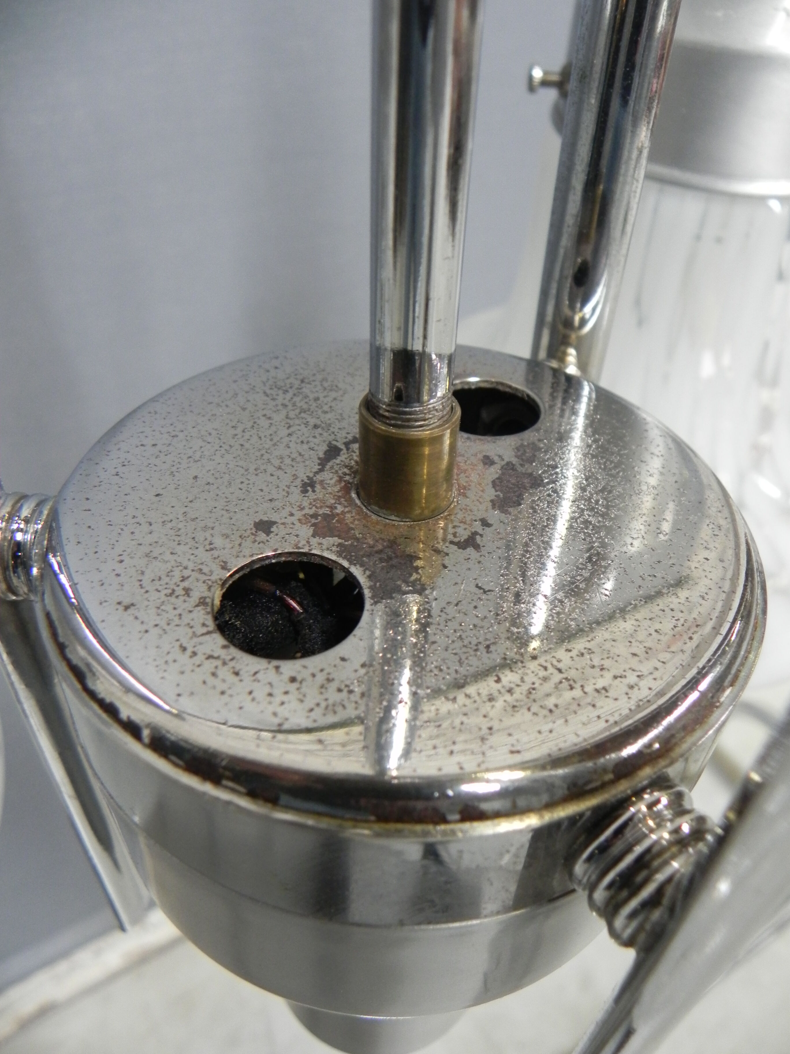 Vintage hanging lamp with 3 cloudy glass shades