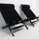 Set of 2 chairs folding Black canvas vintage