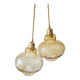 Duo of amber glass pendant lights