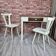 Upcycled Vintage Kitchen Dining Set Table and 2 Chairs - Cream and Walnut
