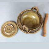 Ceramic set of soup tureen and plates Potier de l'Abbaye 1960 - 11 pieces