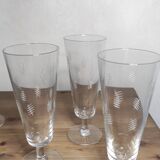 Set of 6 engraved glass champagne flutes