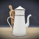 White enamelled teapot coffee maker