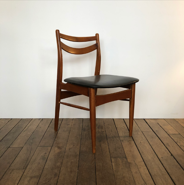 Scandinavian chair wood and black skai