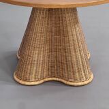 Italian design round table in wood and rattan