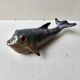 Blue ceramic whale sculpture signed (Signature to be identified)