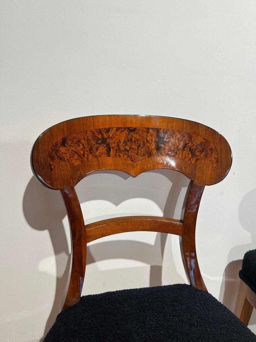 Biedermeier Shovel Chairs in Walnut, Roots Veneer, South Germany, 1845, Set of 6
