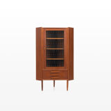 Danish vintage corner cabinet in teak and glass