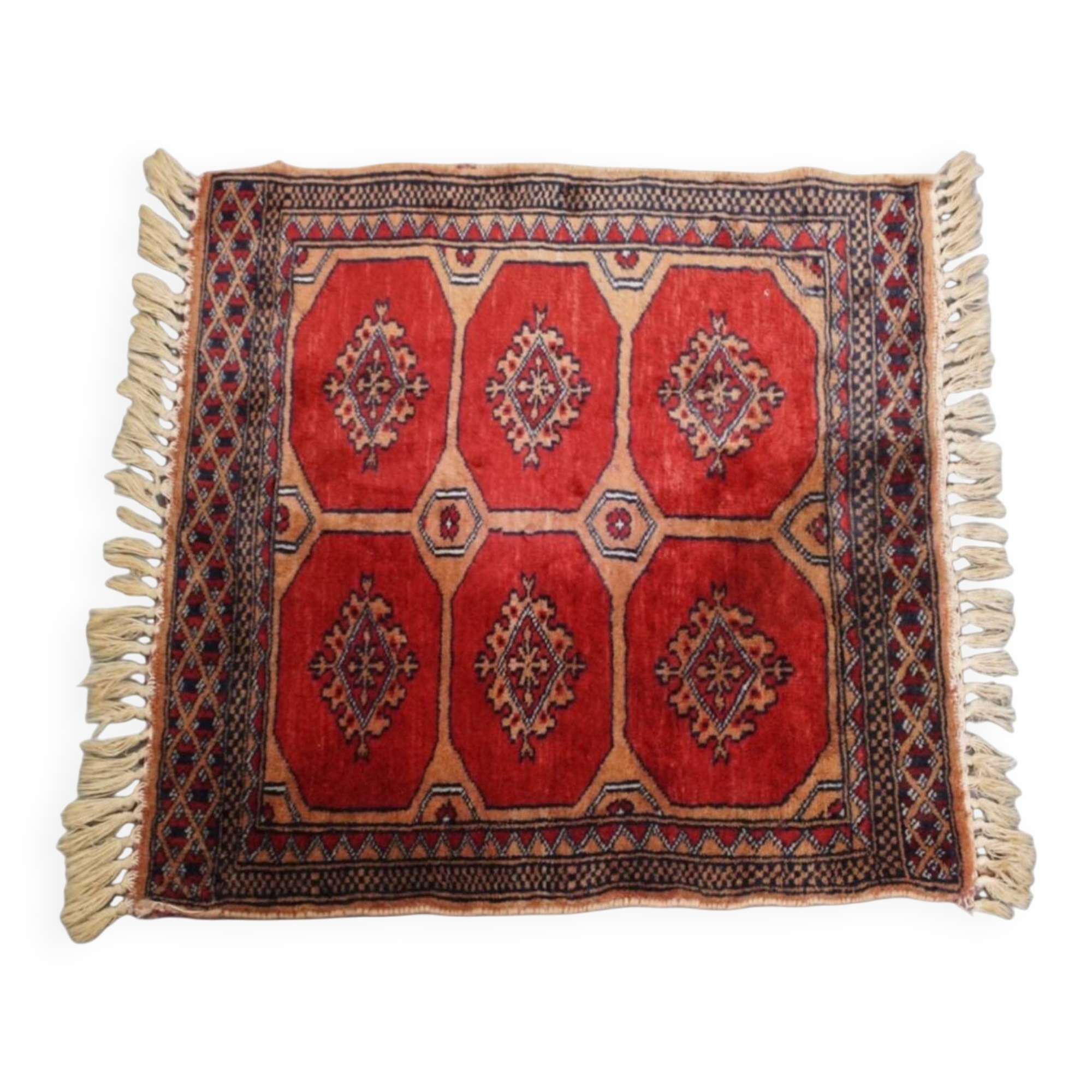 Hand-Knotted Square Rug – 63x61 cm