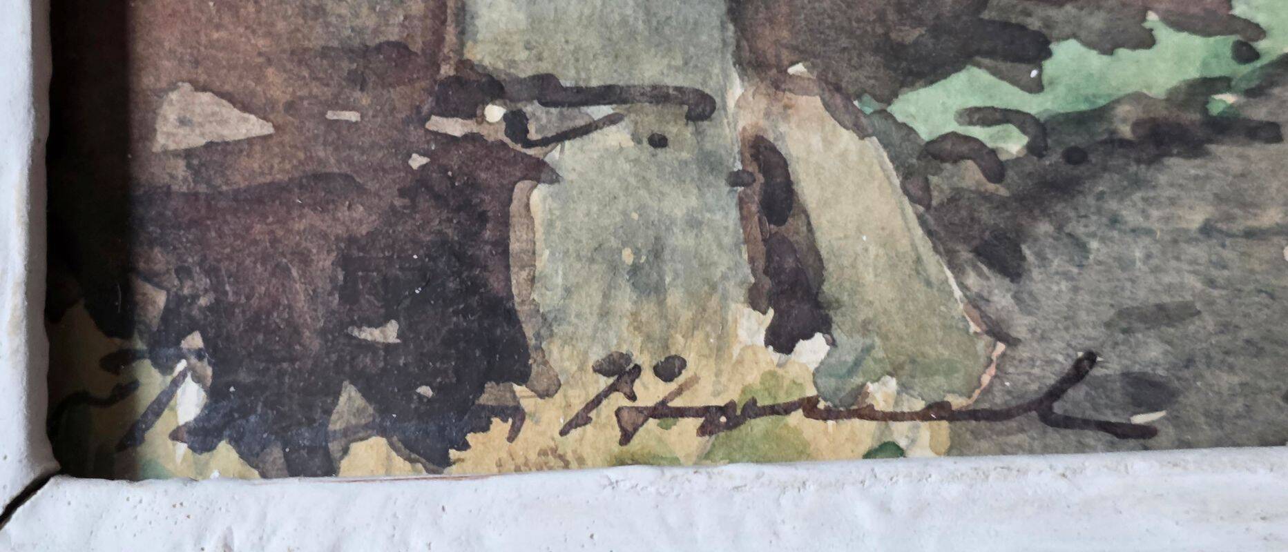 Claude Houal Watercolour No. 21 Cottages of Morbihan Circa 1950