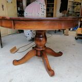 Table ronde pied central bois massif
