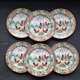 Set of 6 vintage (1970) hand-painted dessert or appetizer plates