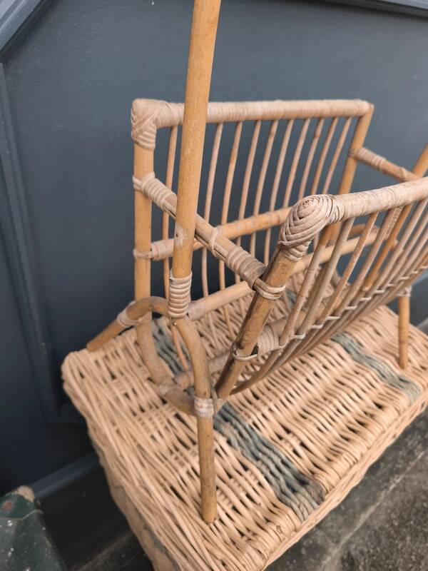 Vintage rattan magazine rack