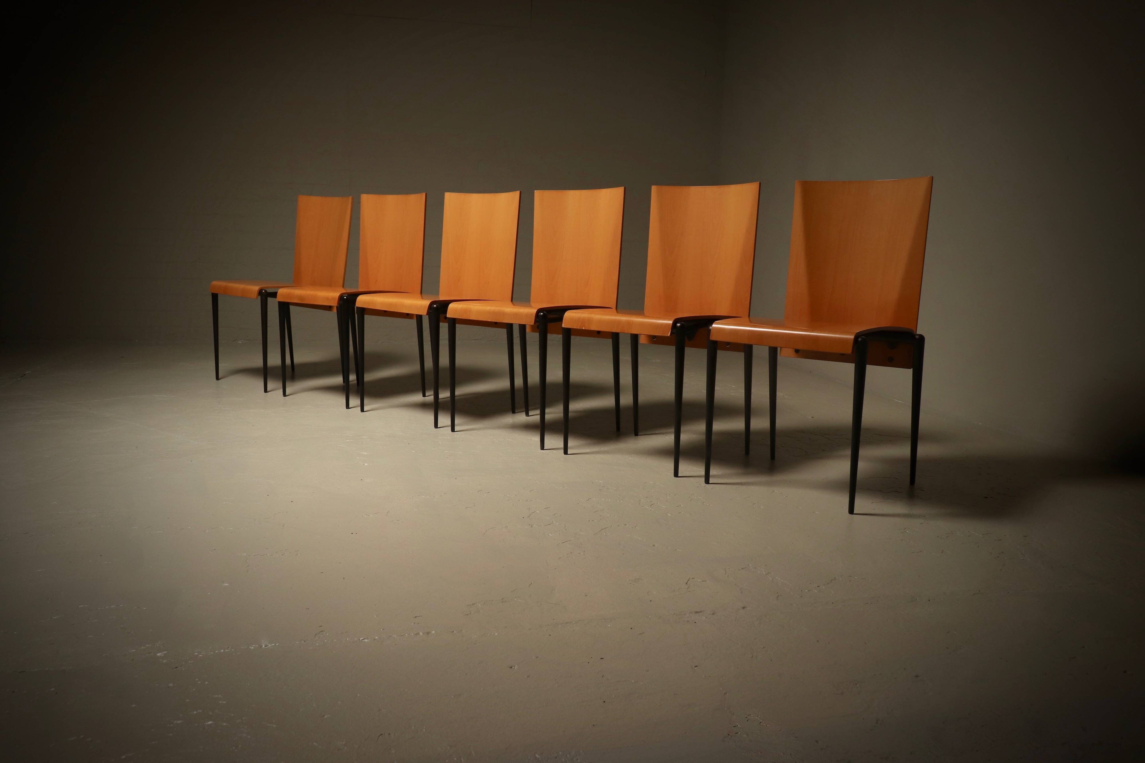 Set of 6 Post Modern Dining Chairs by Cidue Italy 1990s