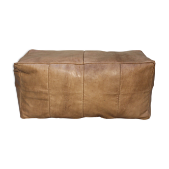 Pouf tabouret rectangulaire en cuir