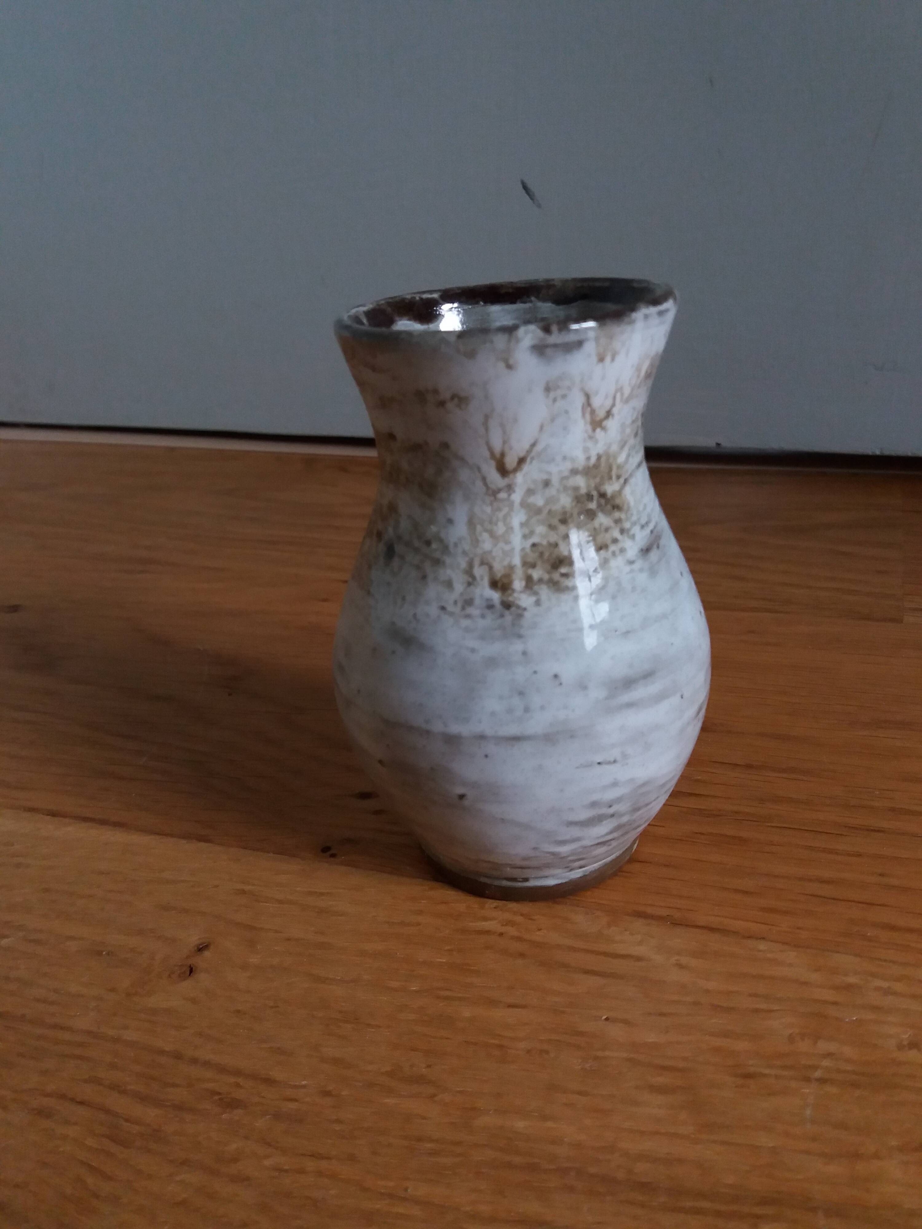 Enamelled stoneware vase Turgis artisanal pottery in Noron La Poterie