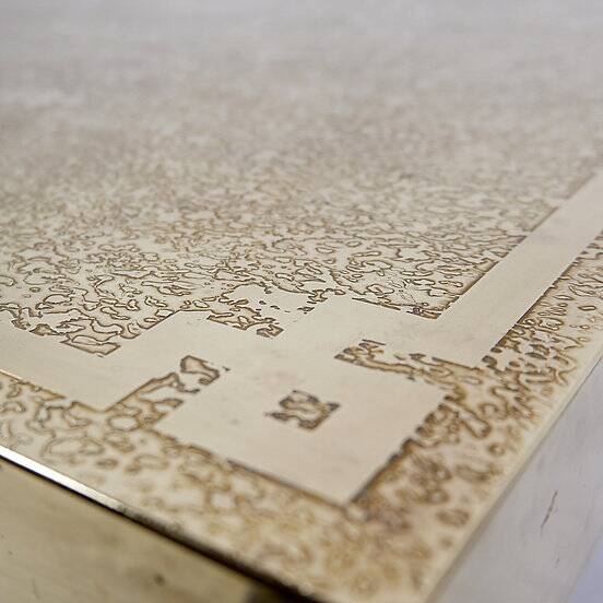 Hollywood Regency Brass Etched Side Table, 1950s