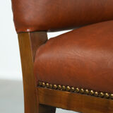 Vintage Scandinavian wooden and cowhide side/desk/chair from the 60s/70s