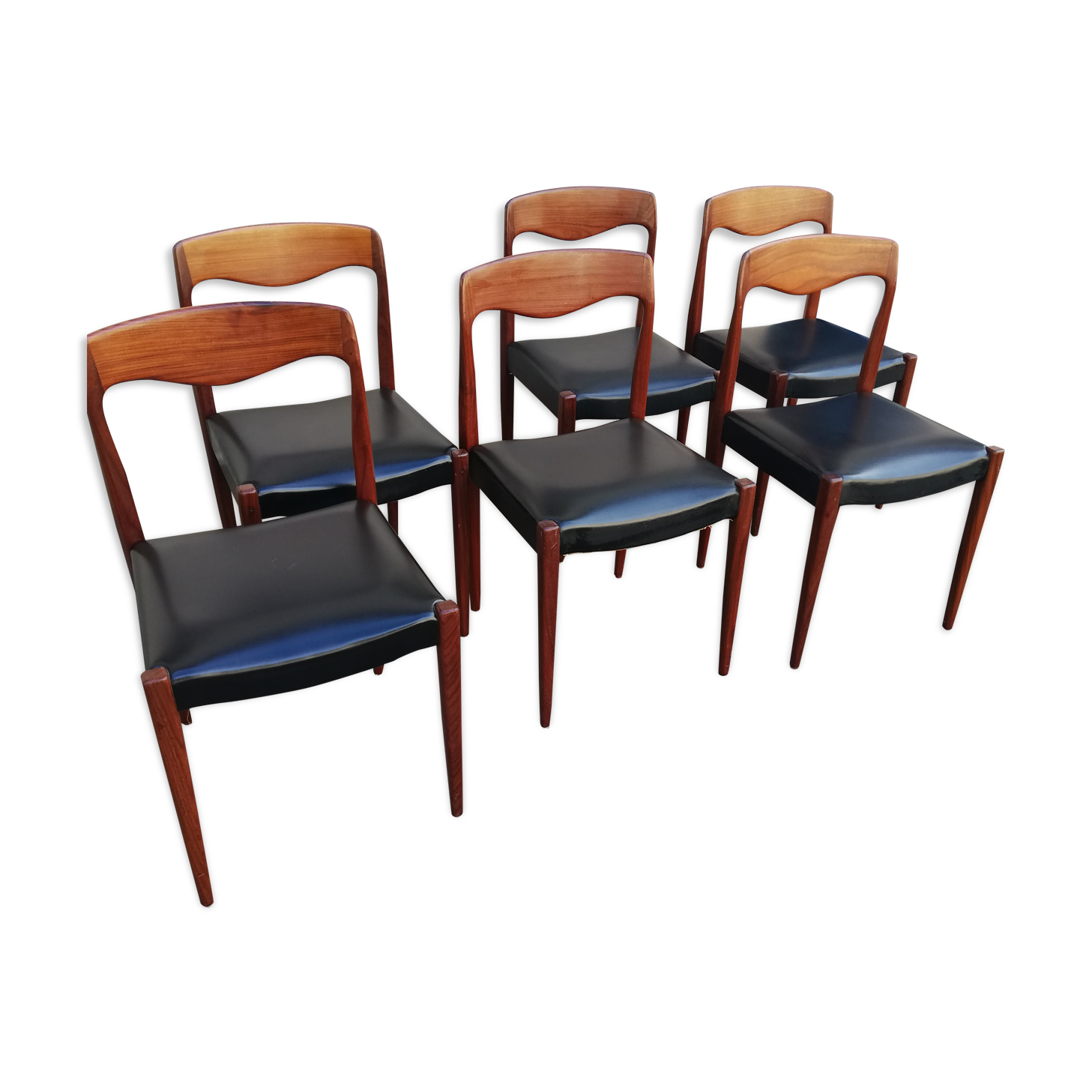 6 chaises scandinaves en skai noir