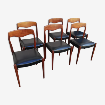6 chaises scandinaves en skai noir