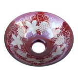 Garnet double crystal salad bowl with Bohemian glass grape motifs.