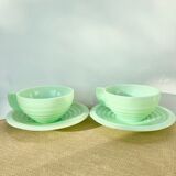 2 cups and saucers opaline mint art deco 50/60