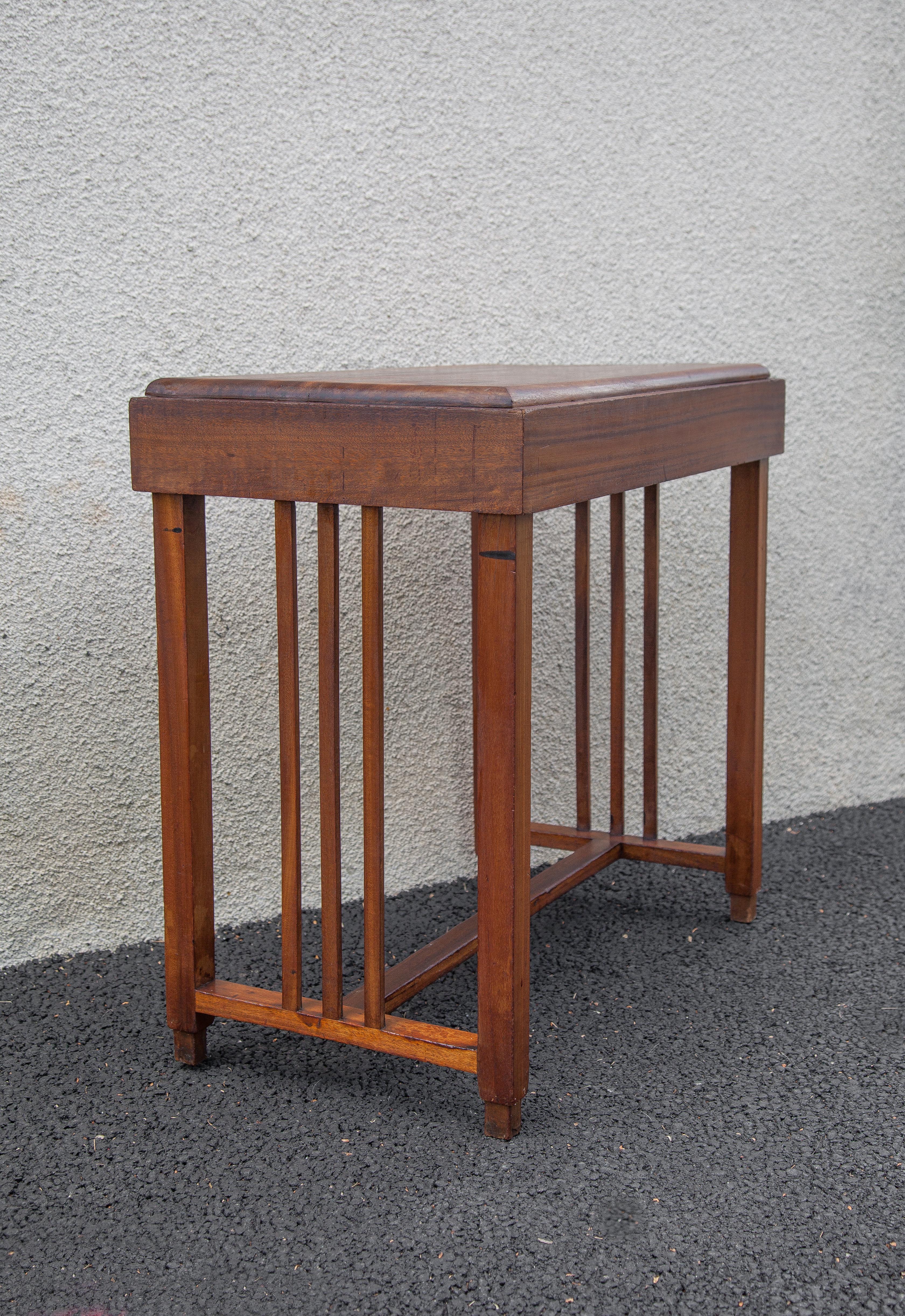 Art deco wood console, wood table, entrance furniture, art deco