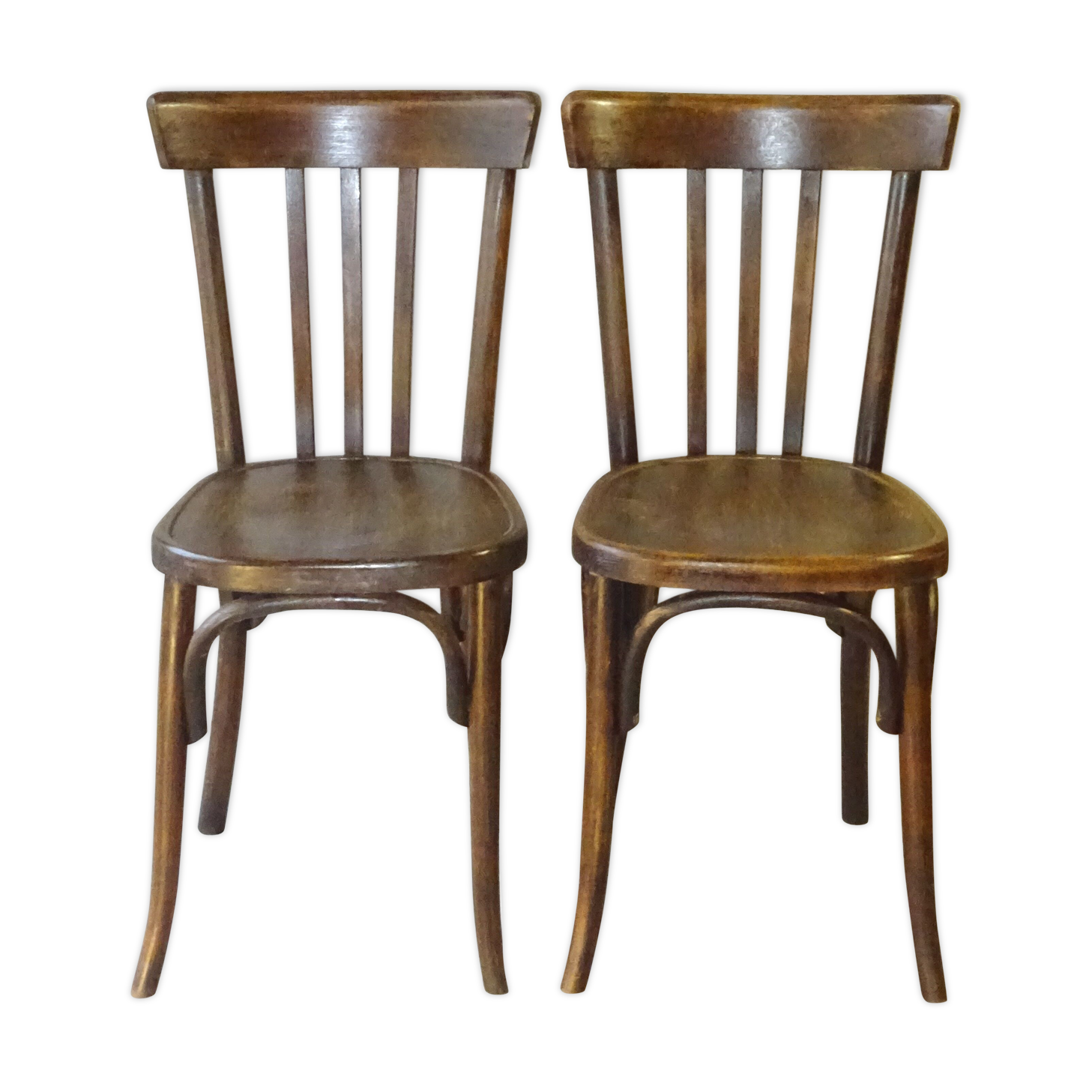 2 Fischel bistro chairs from 1938, wooden seat