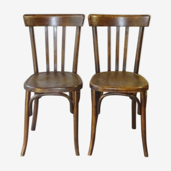 2 chaises bistrot Fischel de 1938, assise bois