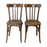 2 Fischel bistro chairs from 1938, wooden seat