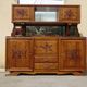 Large buffet with 2 bodies in walnut and marble