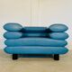 Chaise lounge suédoise vintage rétro en cuir turquoise