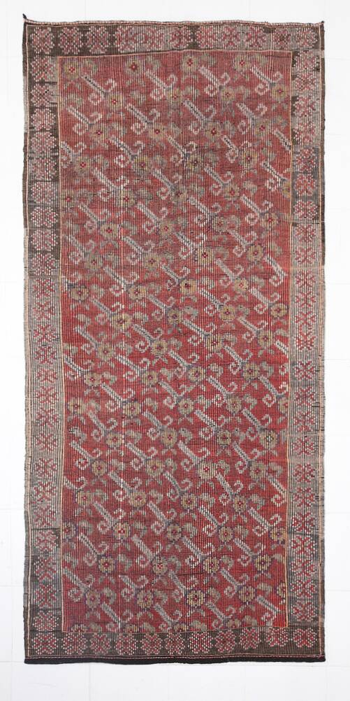 Rug For Living Room Red Turkish Kilim Rug, 151x336Cm