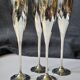 Flûtes à champagne art déco en métal argenté